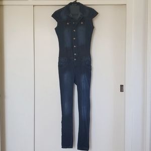 Jean Jumpsuit- Large- Short-sleeved-Roma Studio